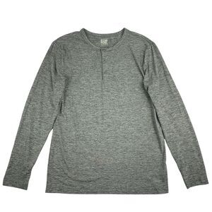 32 Degrees Mens Cool Ultra Lux Henley Long Sleeve Sleep T-Shirt Gray M